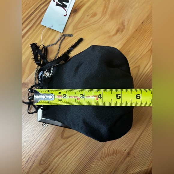 NWT JW Style women’s black satin bow purse 2000s Y2K vintage kisslock prom - Picture 8 of 9